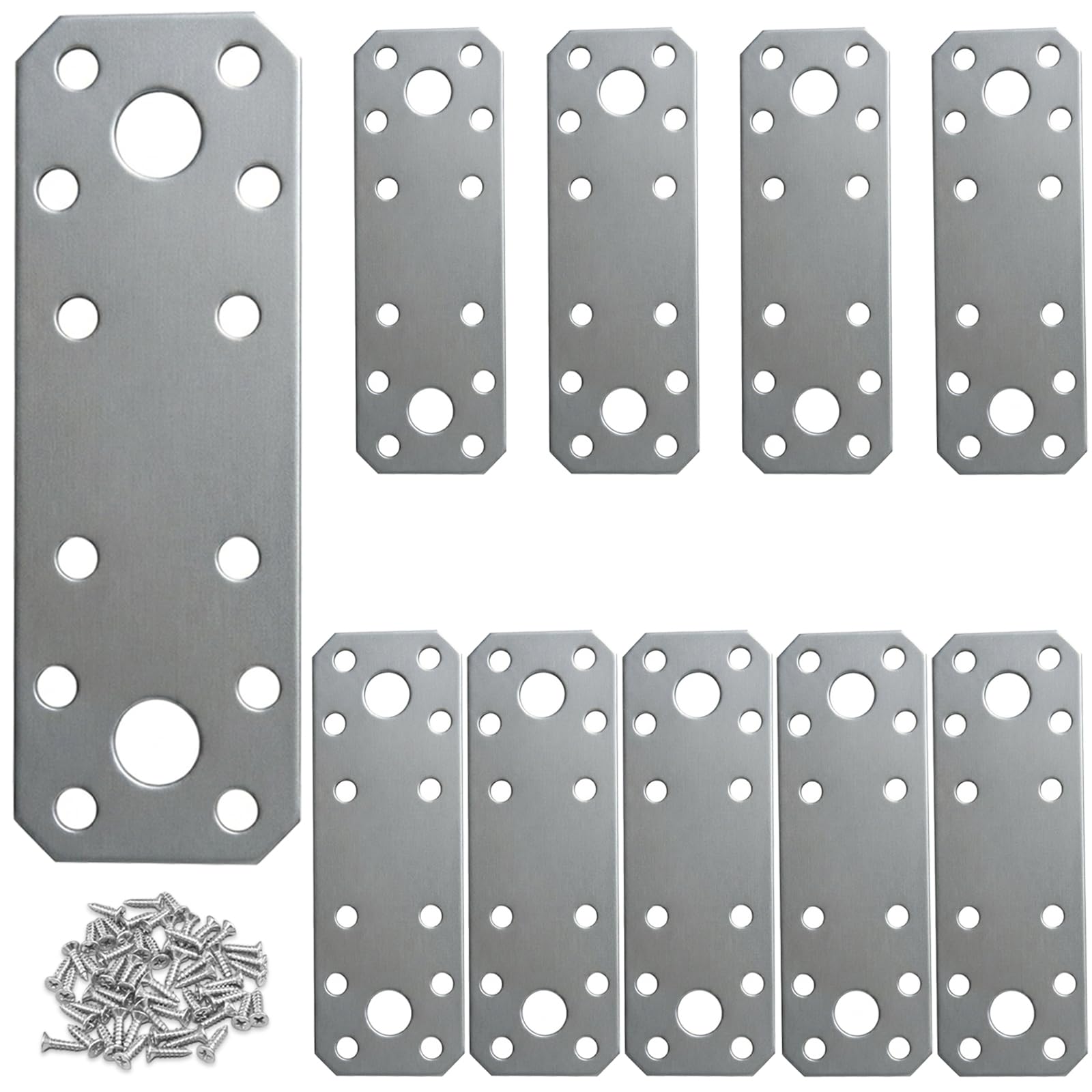 Hzxy Flat Brackets for Wood, 10 Joining Plates Sleeper Brackets 100x35mm
