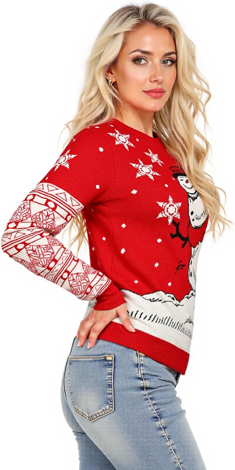 Maxure Christmas Sweaters for Women, Pullover Knitted Funny Sweater Women's Winter Festive Christmas Outfits Top Shirt - Image 5