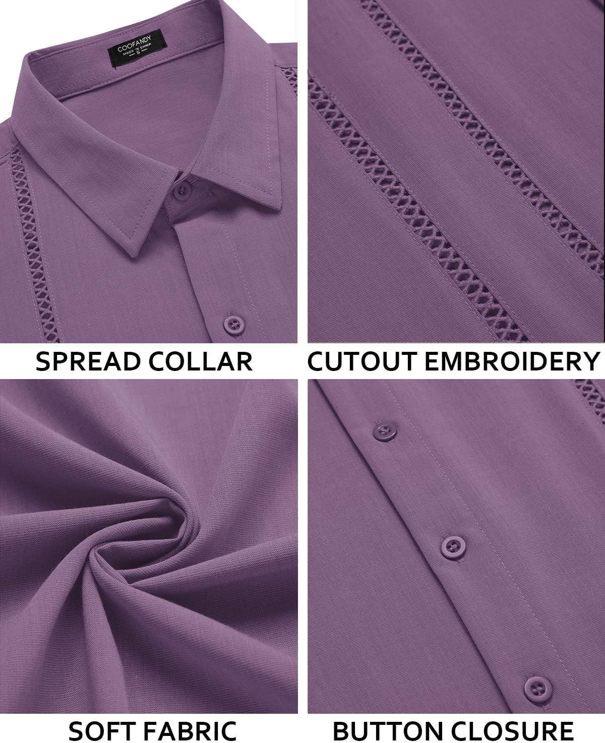 COOFANDY Men's Cuban Guayabera Shirt Short Sleeve Button Down Shirts Casual Summer Beach Linen Shirts - Image 4