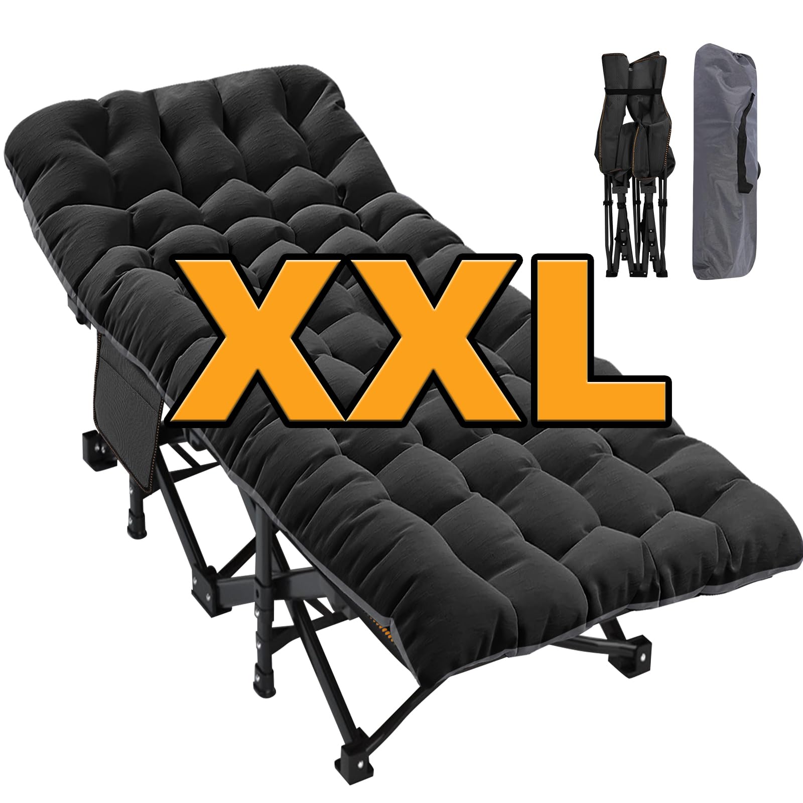 Slsy Oversized XXL Folding Bed Cot with 3.3 Inch 2 Sided Mattress, 32'' Wide Folding Camping Cots with Carry Bag, XXL Folding Sleeping Cot Guest Bed