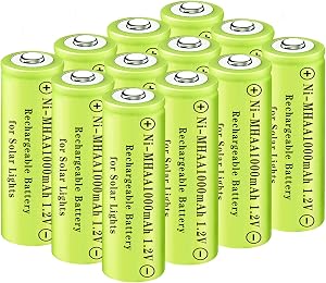 1.2v AA 1000mAh Manor House Rechargeable Batteries,Double A High Capacity Pre-Charged Ni-MH Batteries for Garden Landscaping Outdoor Solar Lights, Pathway Lights, Mouse(12 Counts)