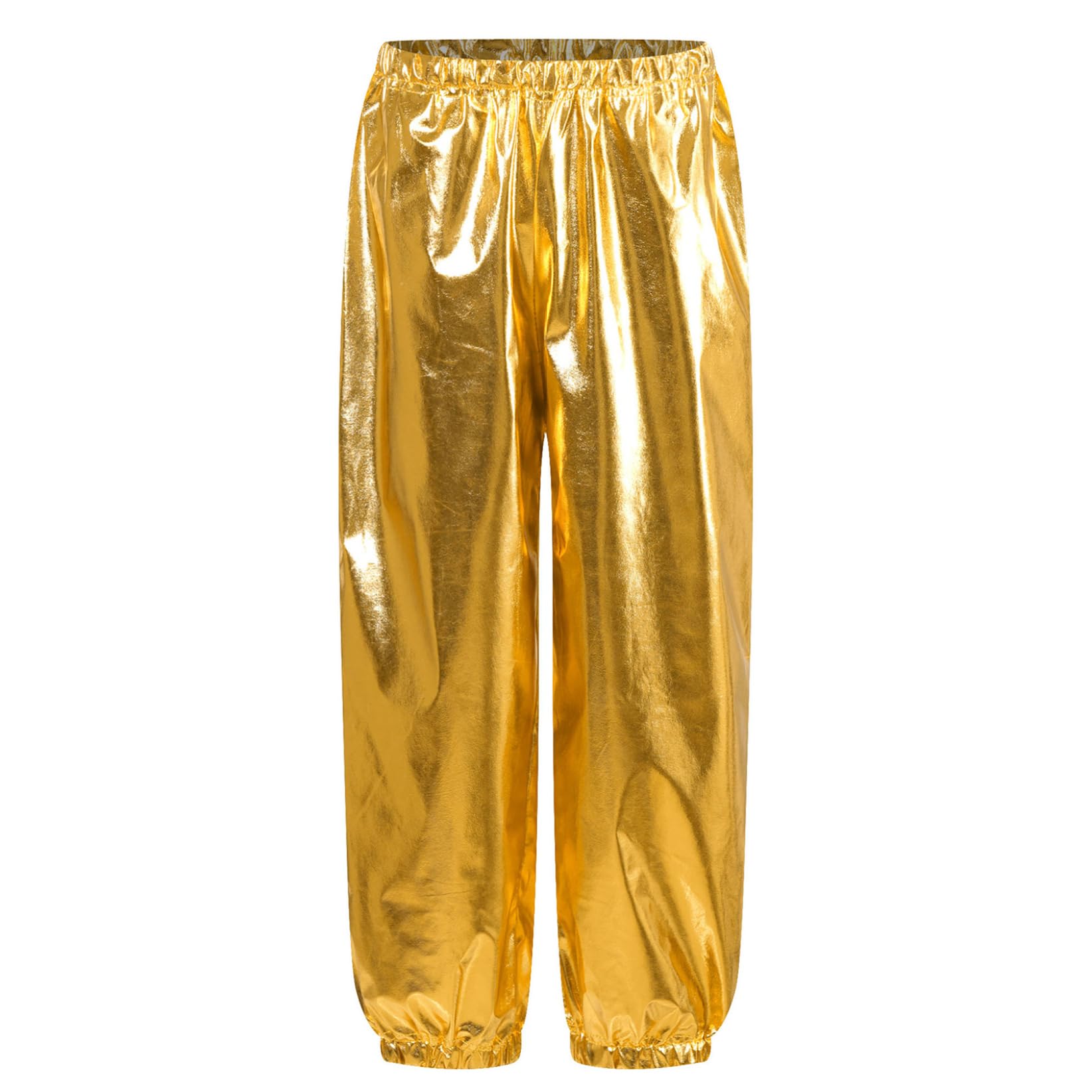 Pantalones de danza metálicos para niños y niñas, cintura elástica, pantalones de entrenamiento brillantes, pantalones deportivos para jazz hip hop dancewear