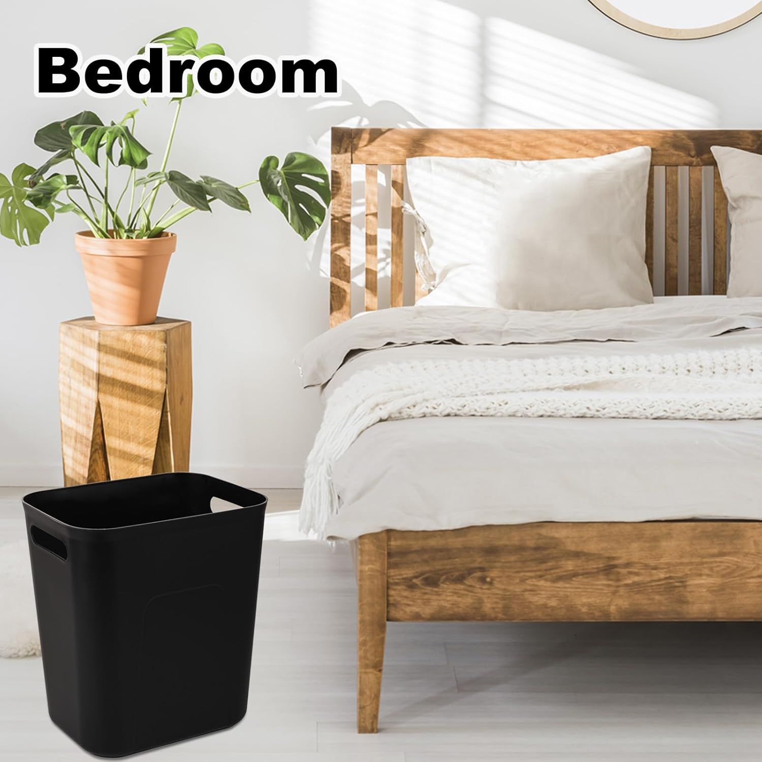 UUJOLY Small Bathroom Trash Can with Trash Bag Wastebasket Garbage Can for Bathrooms, Laundry Room, Kitchens, Offices, Kids Rooms, Dorms, 3.5 Gallons, 3 Pack (Black)