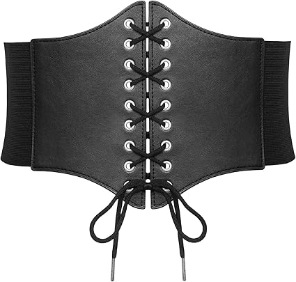 SANSTHS Wide Corset Belt for Women Lace-up Renaissance Corset Hight Waist Elastic Belt for Halloween Costume Parties