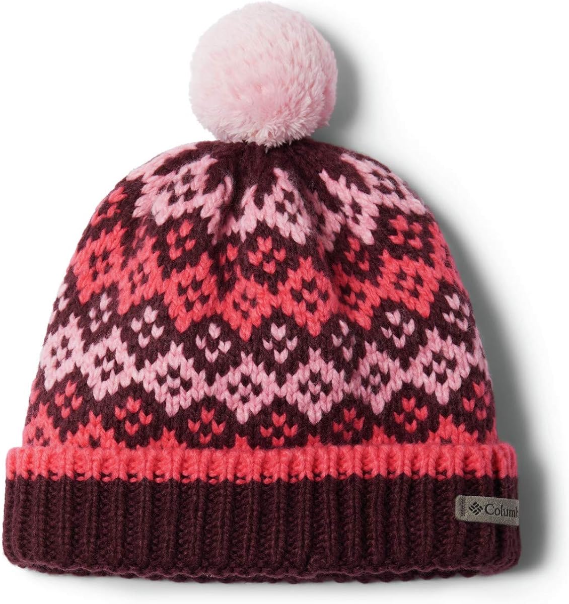 Columbia Youth Girls Fawn Hike Pom Pom Beanie, Plum/Dolphin/Pale Lilac, One Size : Clothing, Shoes & Jewelry