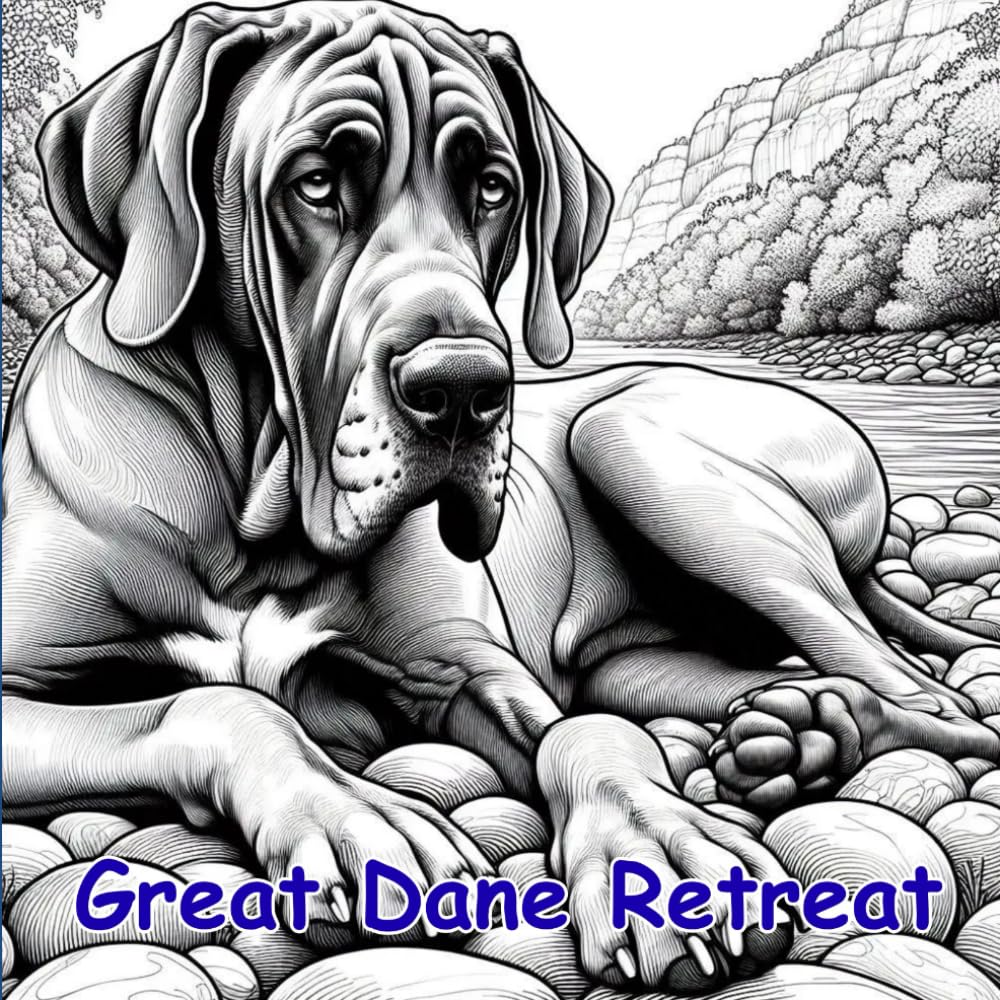 Great Dane Retreat: Dog Breed Specific Coloring Book Series (Adult Coloring Books)