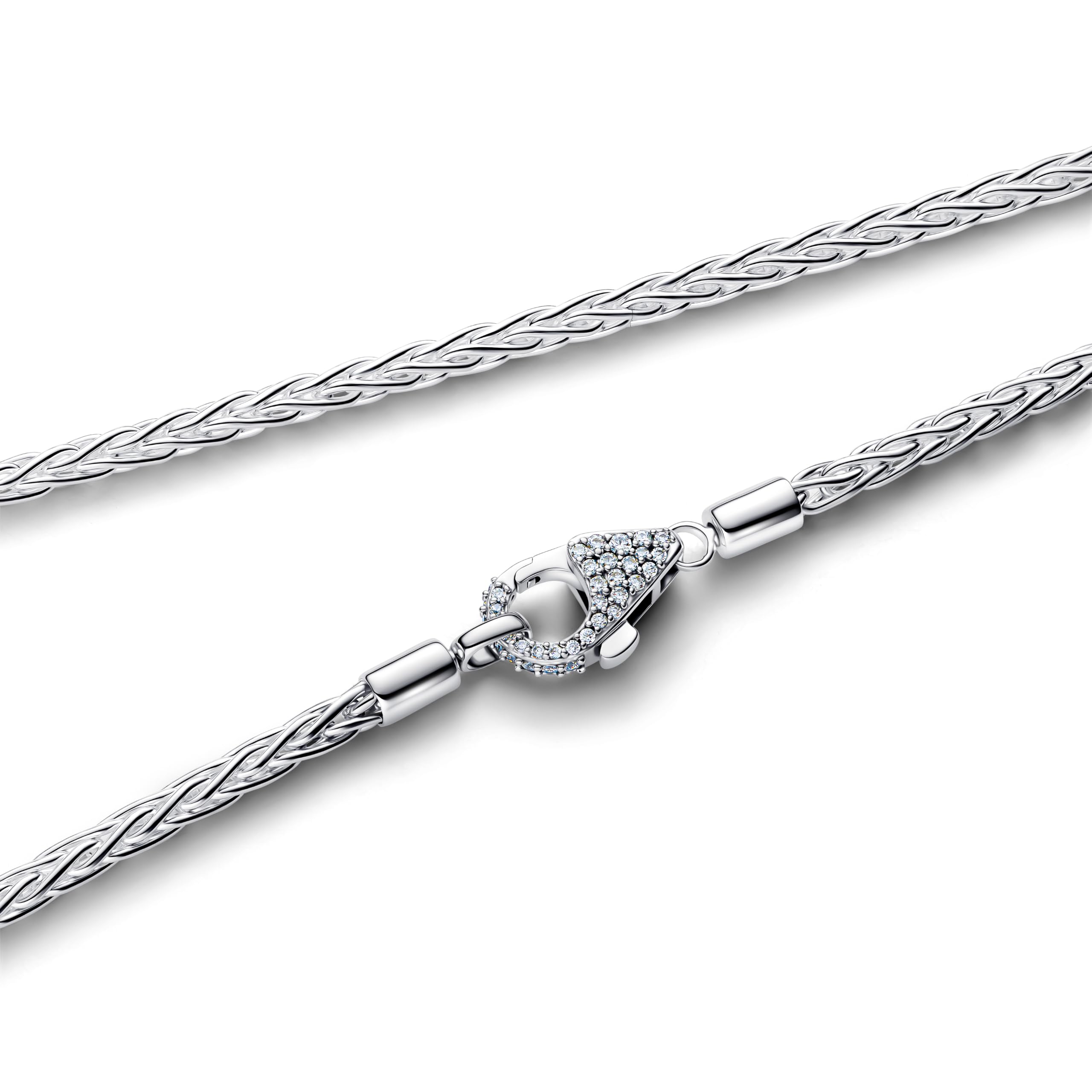PANDORA 394463C01-45 - Collar de plata de ley 925 con circonitas cúbicas, compatible con Moments Charms, longitud 45 cm