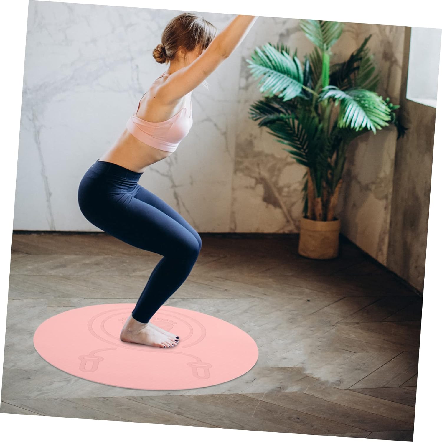 Mikinona Mute Fitness Mat Slip Shockproof Jump Rope Cushion for Home Workouts Soundproof Tpe Exercise Mat for Adults