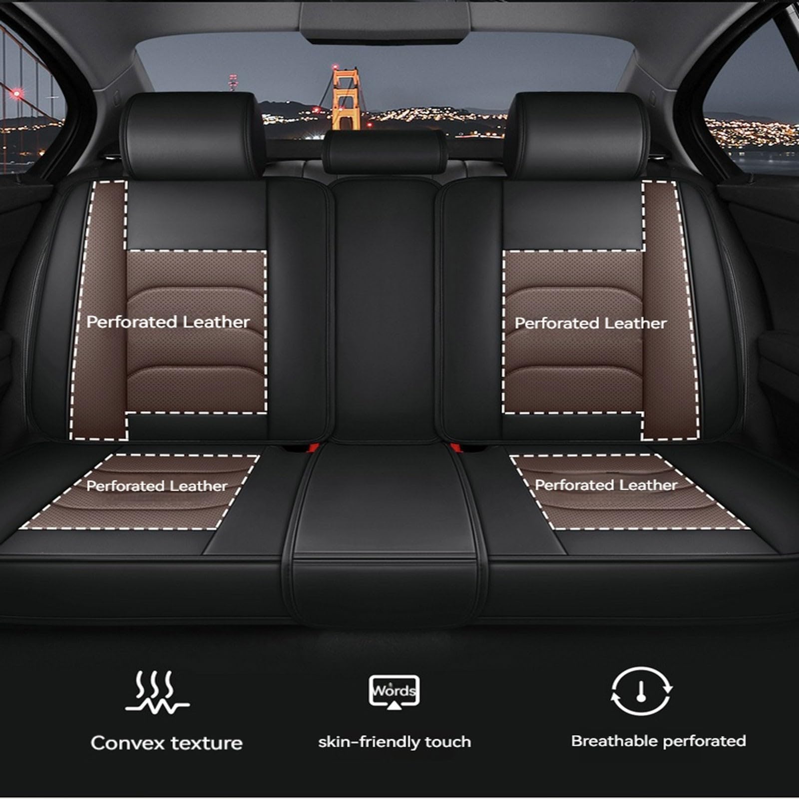 Lot complet de housses de siège de voiture pour V-W Golf 7 en cuir, compatibles avec airbags latéraux