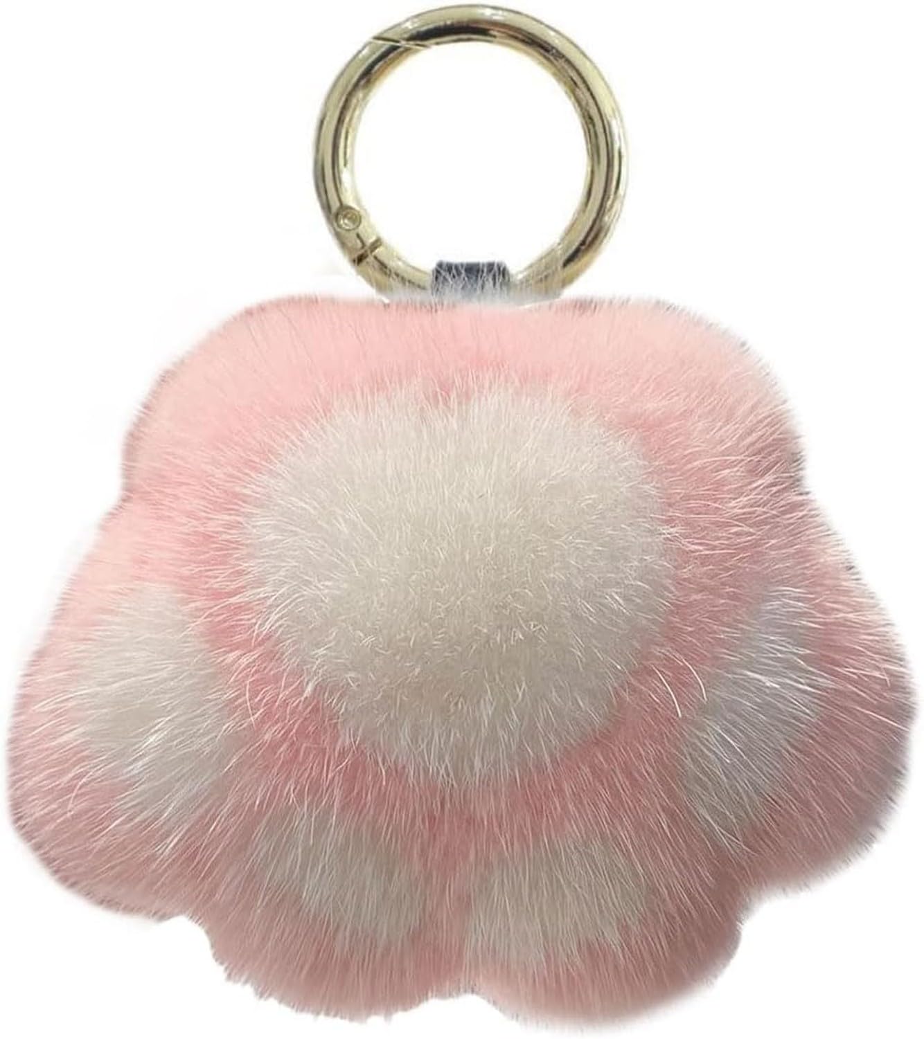 AIEIJJH Adorable Soft Plush Cat Paw Keychain Fluffy Warm Pink Kitty Hand Keyring Holders for Bag Purse Pendant Cute, Pink White