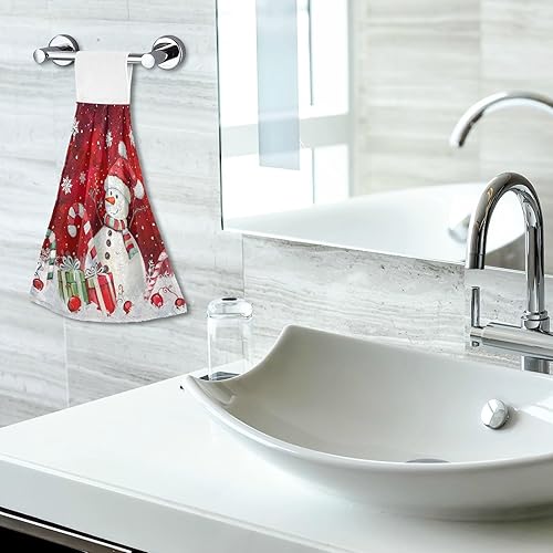 Miniatura 7 de Boccsty Toallas de baño con diseño de muñeco de nieve de Navidad, 2 piezas, toallas de baño de mano de invierno, toallas de cocina, toallas de té
