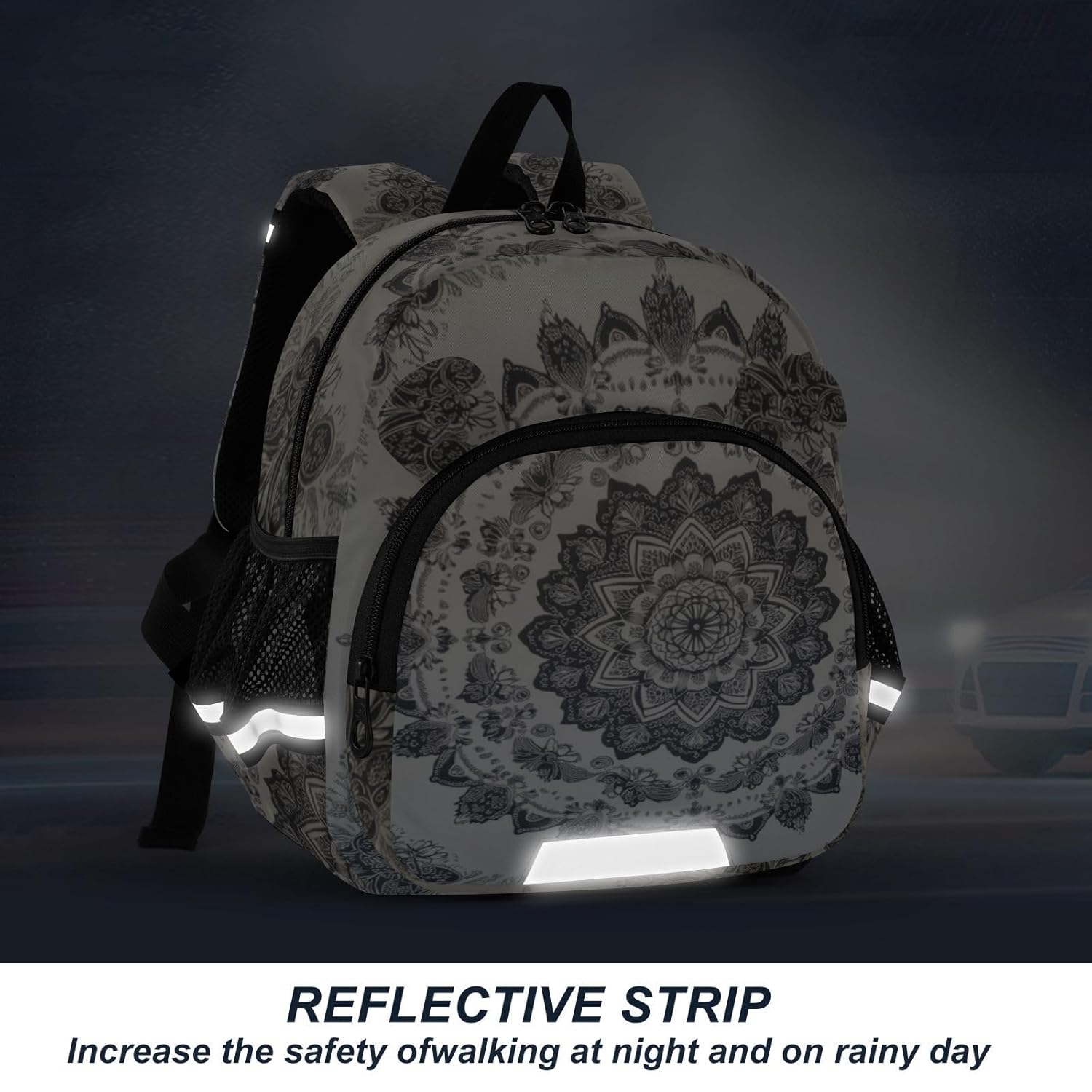 Floral Mandala Ivory Toddler Harness Backpack for Boys Girls 3-6 Years Kids Backpack with Anti Lost Safety Leash Child Leash Backpack for Preschool Travel Walking
