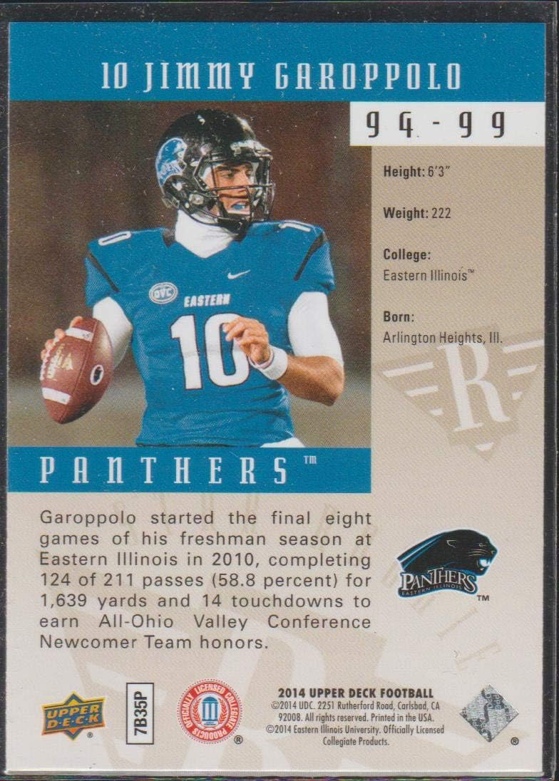 2014 Upper Deck Jimmy Garoppolo Panthers Star Rookie Football Card #NNO