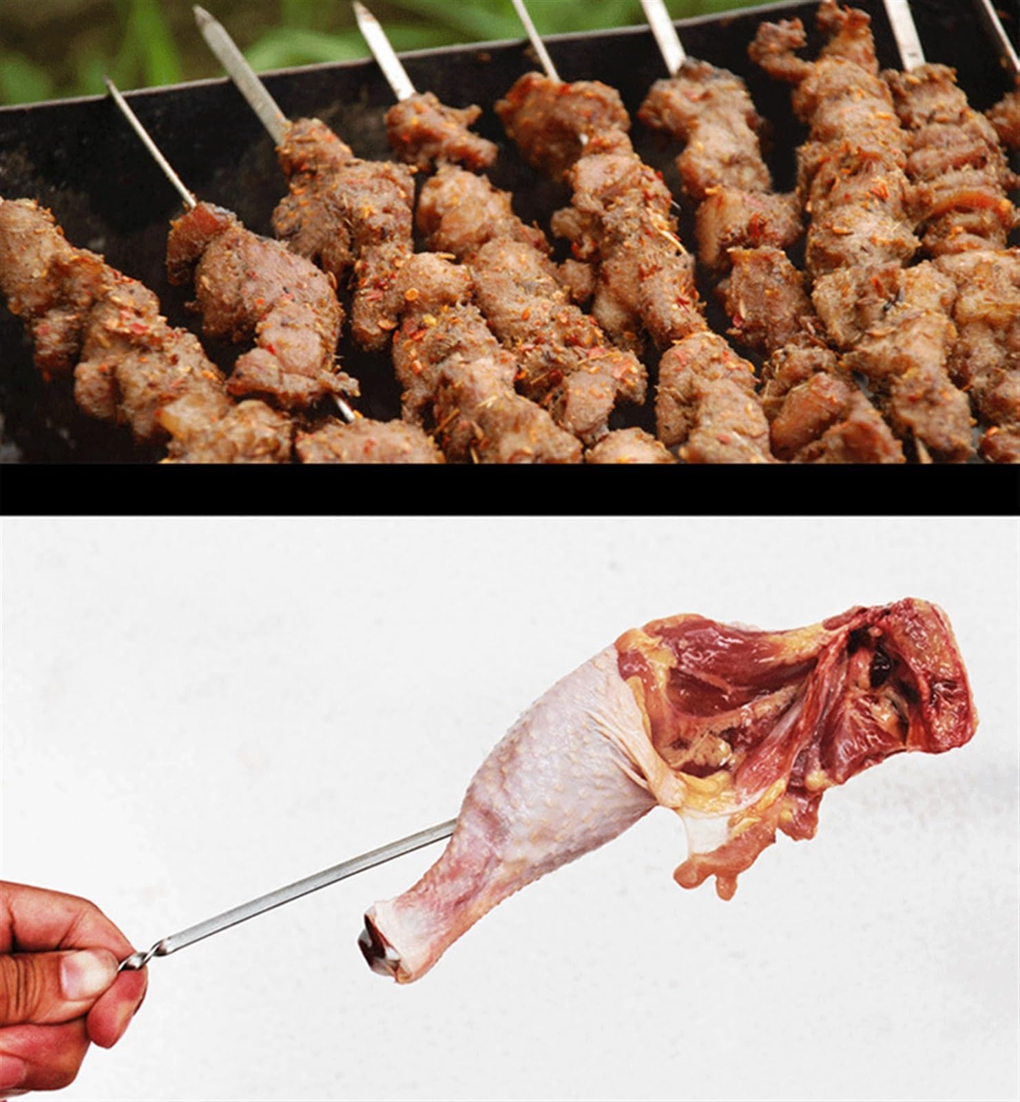 Spiedini for kebab, 6 pezzi da 45 cm/17,5'' in acciaio inox, spiedini lunghi for barbecue, bastoncini di carne piatti, for arrostire all'aperto, griglia for(6pieces)