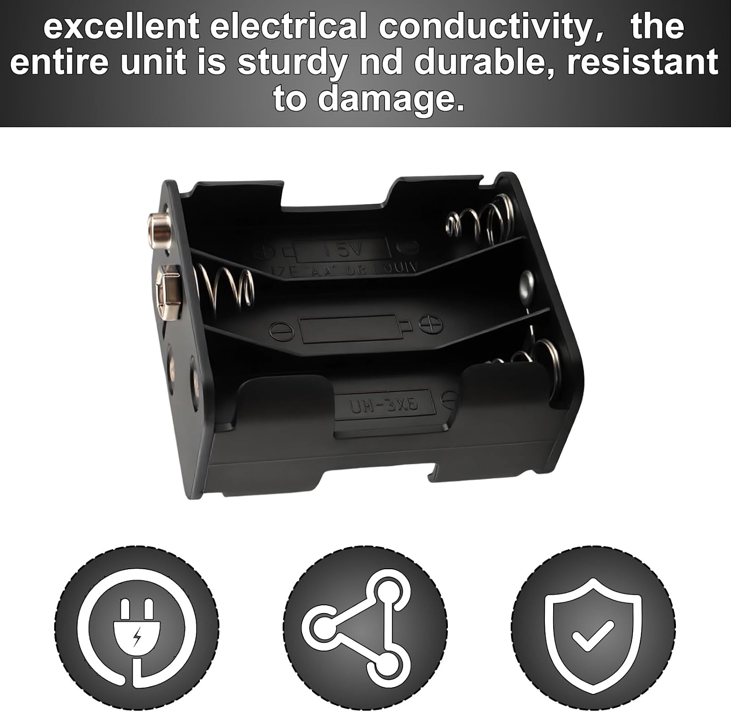 6 AA Battery Holder BH363 with snap Connector for Corporate Computer,Suitable for Safe Power Supply or Memory Backup, Student Experiments, Hobby Projects, Black - 2 Pcs
