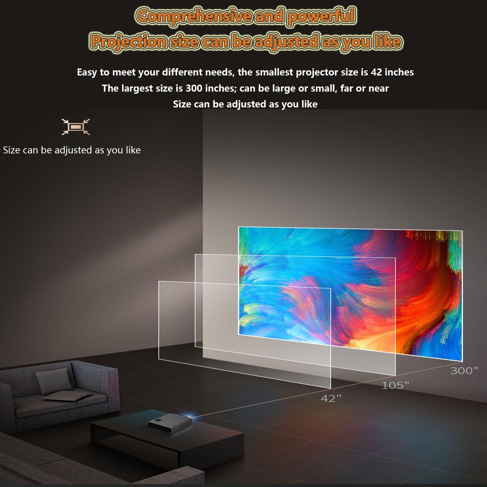 Mini Proiettore Portatile, Auto Focus/Keystone,Videoproiettore 4K Per Esterni/Home Cinema,Compatibile Con Ios/Android/Tablet/HDMI/TV Stick/USB A