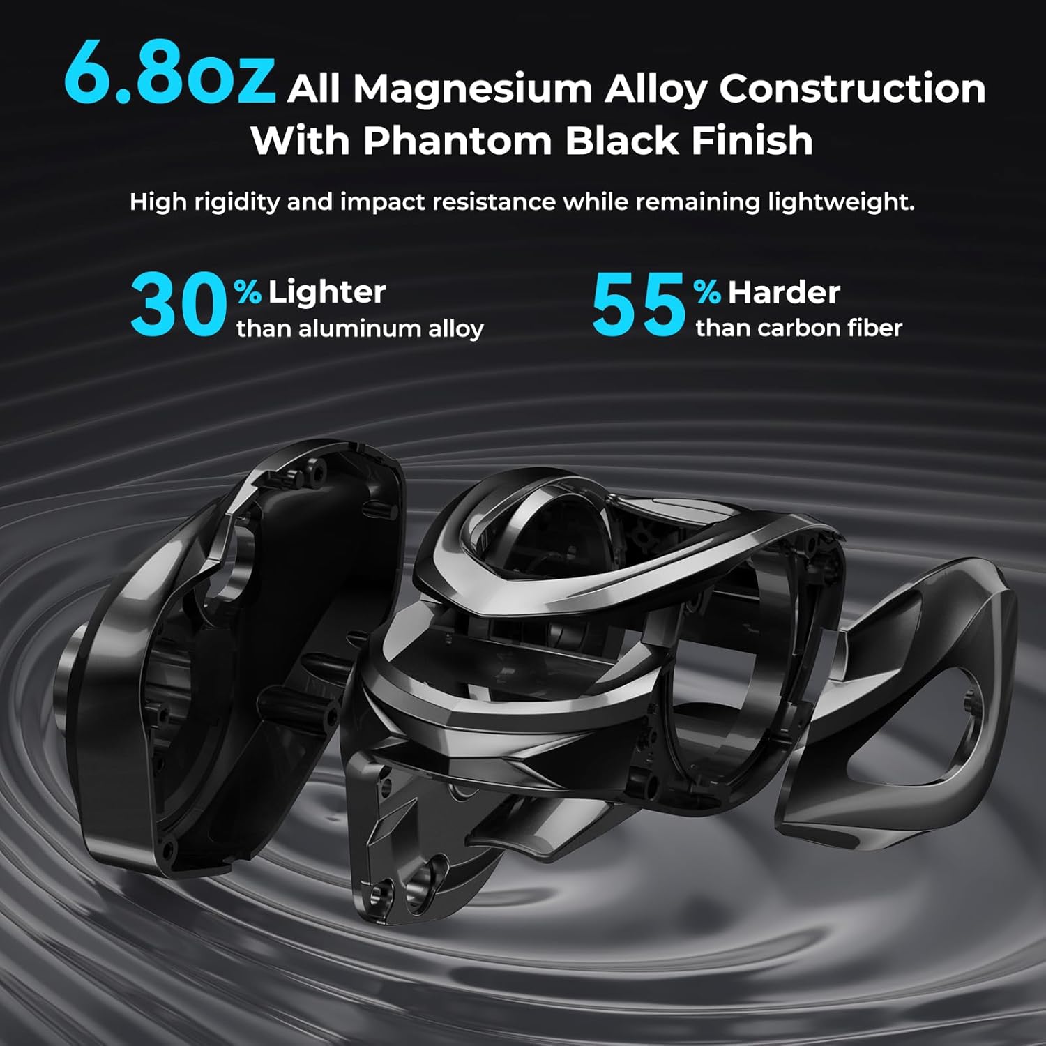 KastKing iReel 2 Phantom Black Fishing Reel, IFC Digital Brake, Six Preset Casting Modes, Unlimited Customizable Adjustments, Bluetooth Pairing, 100% Magnesium Frame, Larger Axis Eye Line Guide