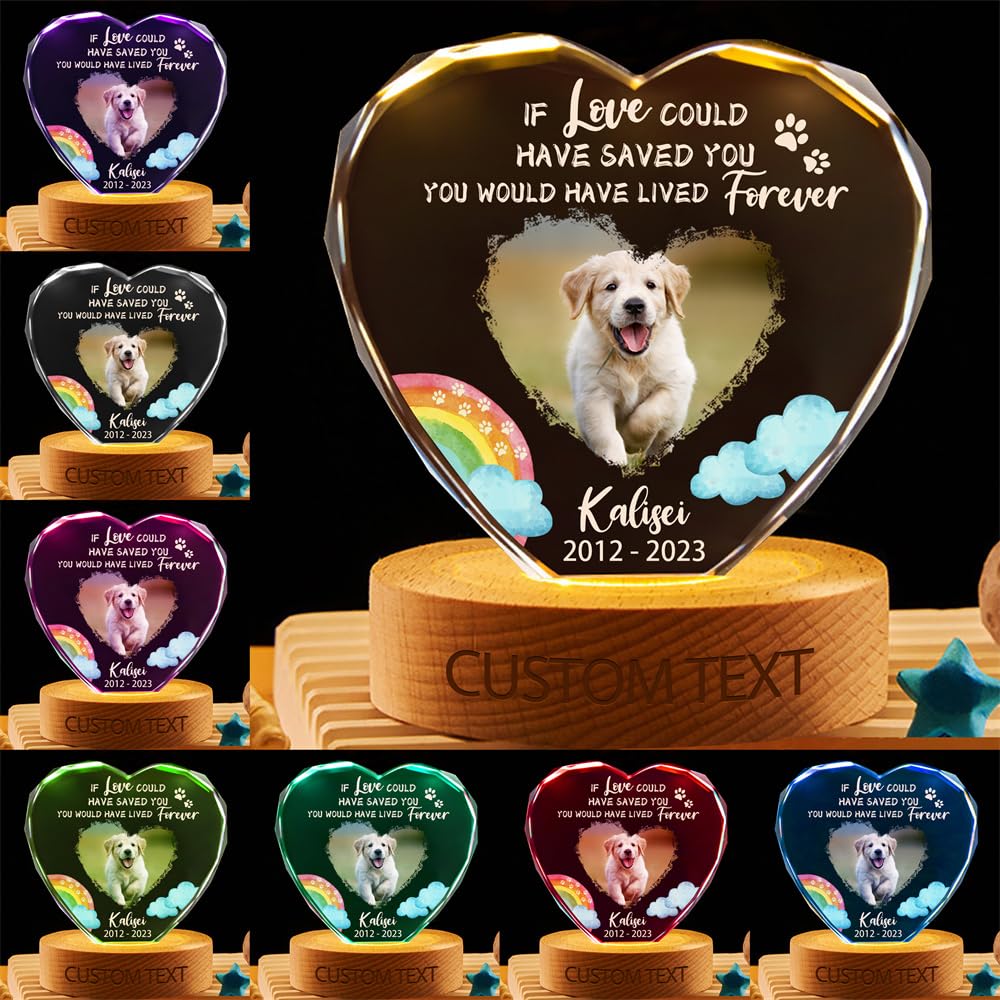 When you miss me have no fear Personalized Cat Dog Pet Photo Memorial Crystal Globe Lamp, Custom Picture 3D Memory Crystal Ball Night Light Keepsake,Remembrance Sympathy Gift for Loss of Dog Pet — image 1