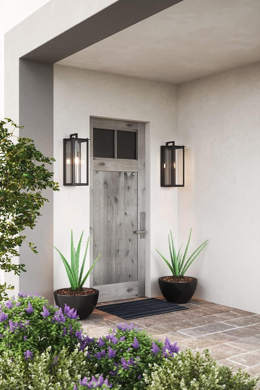 Capital Lighting 934612BK Hunt Urban/Industrial Clear Glass Rectangular Outdoor Wall Lantern, 1-Light 100 Watt, 21" H x 8" W, Black