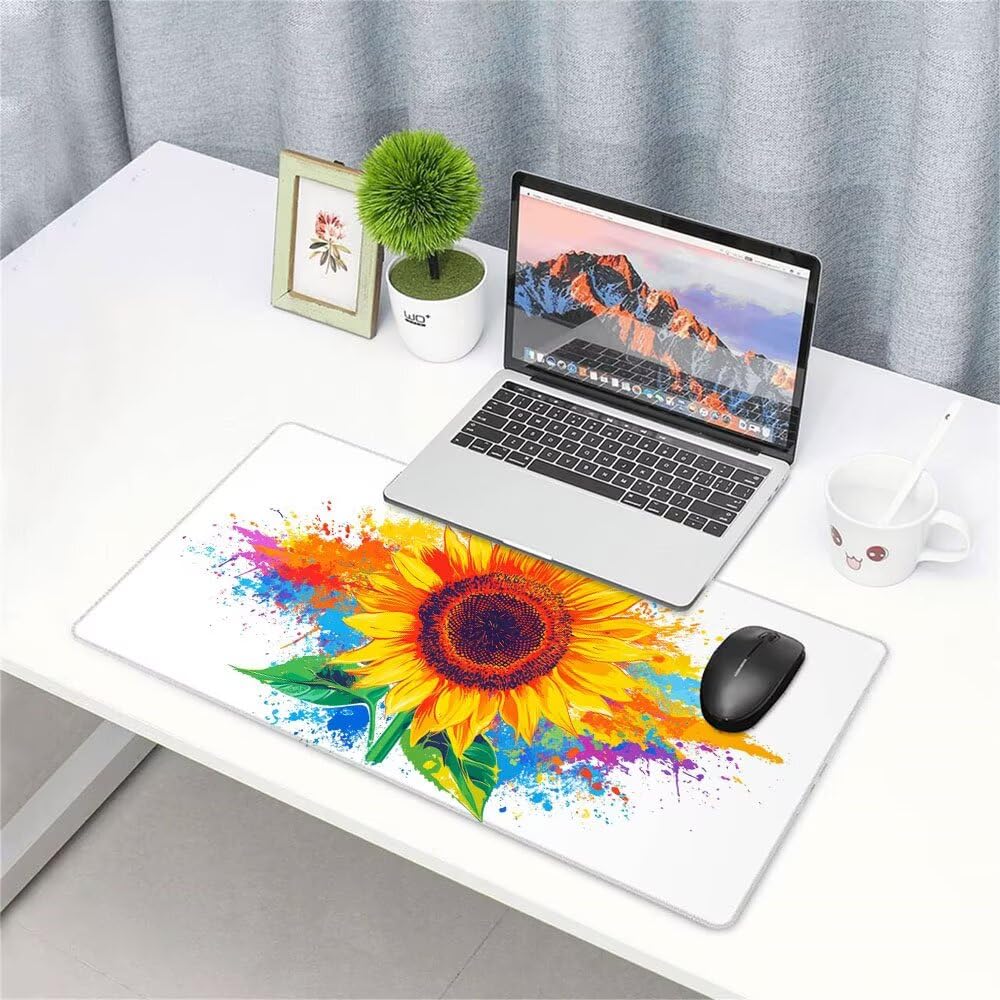 Podkładka pod mysz do gier xxl akcesoria biurko biały kwiat duża podkładka pod mysz i klawiaturę podkładka na biurko, akcesoria do gier komputerowe 1200 x 600 x 3 mm antypoślizgowa podstawa, do