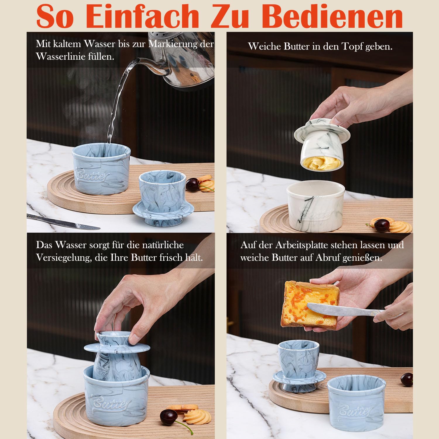 Keramik Butterglocke Mit Wasserkühlung - Französische Butterdose Für Streichzarte Butter