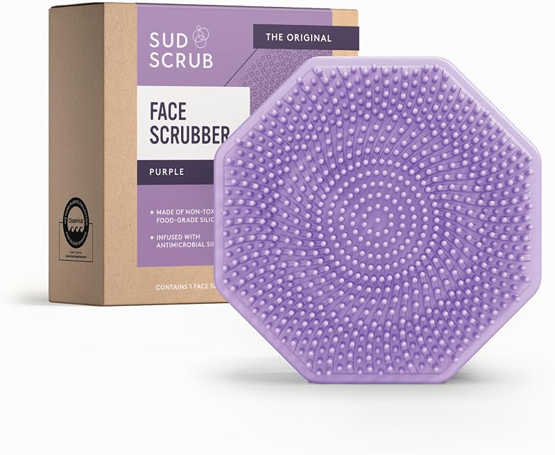 Escova manual de silicone para limpeza facial Sud Scrub, roxa