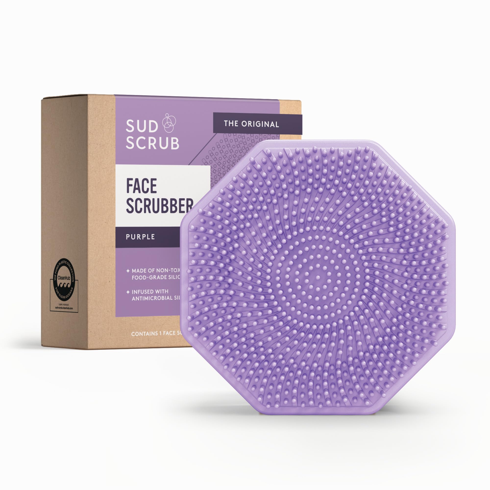 Sud Scrub® Limpiador facial de silicona antimicrobiana, 1 paquete, exfoliante facial suave para piel sensible, cepillo de limpieza facial ecológico para acné, cepillo facial exfoliante para hombres y