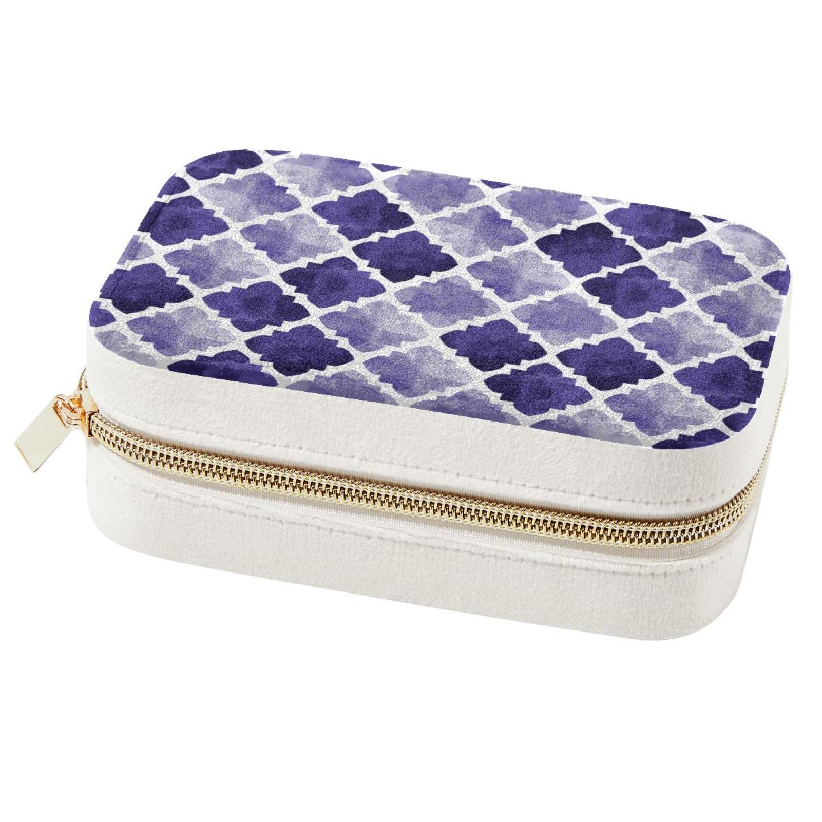 Boîte à bijoux portable de voyage aquarelle, le cadeau violet idéal pour elle