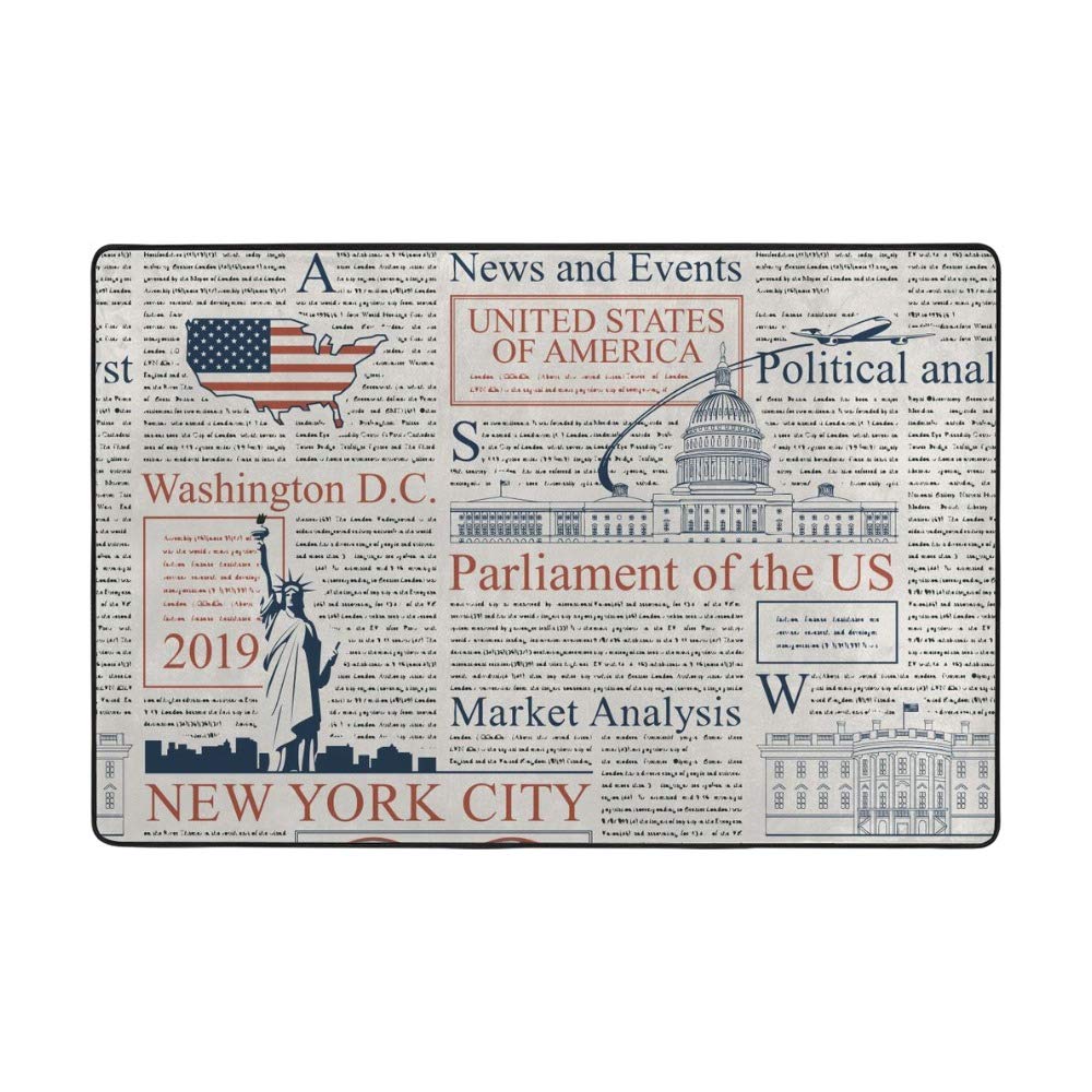 Tapis de journal américain rétro Ruchen 152x99 cm pour grand salon