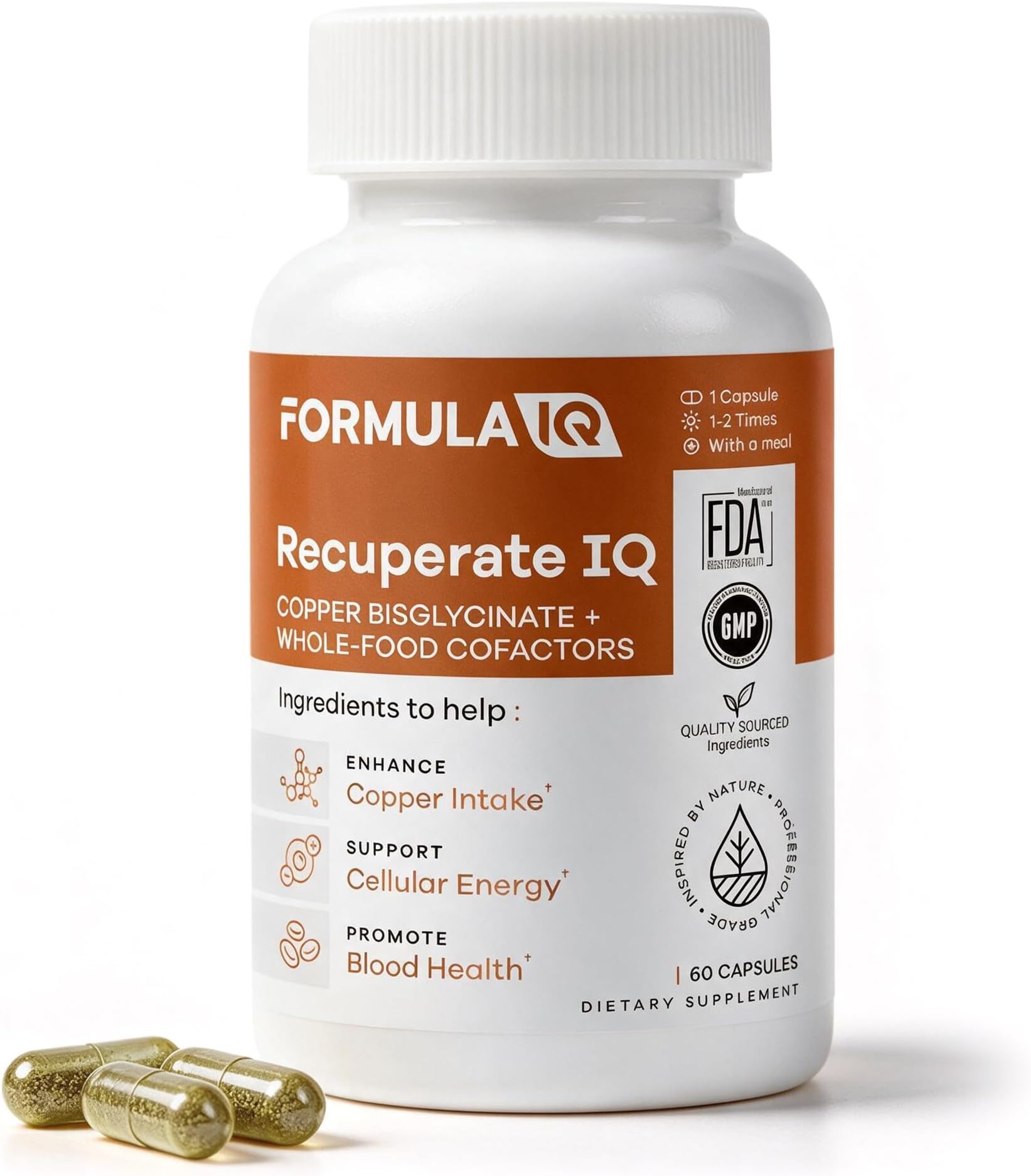 Formula IQ Recuperate IQ Copper Supplement | High Absorption | 60 Capsules