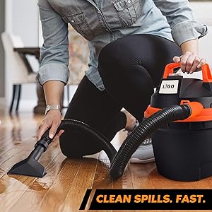 LIGO Shop Vacuum Wet and Dry, Mini Shop Vac with Accessories, 2.11 Gallon, 2HP, Handheld Vacuum for Garage, Home and Pet
