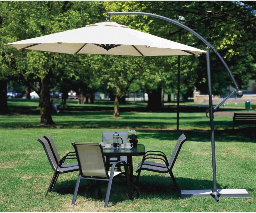 Coolaroo 90% UV Block Adjustable Freestanding Cantilever Umbrella with Two Position Tilt, 10' Round