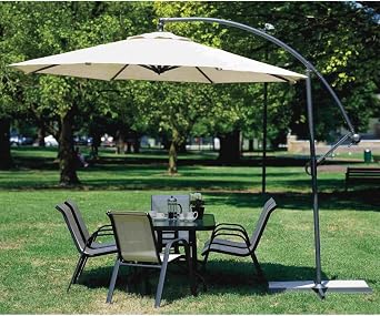 Coolaroo 90% UV Block Adjustable Freestanding Cantilever Umbrella with Two Position Tilt, 10 Round