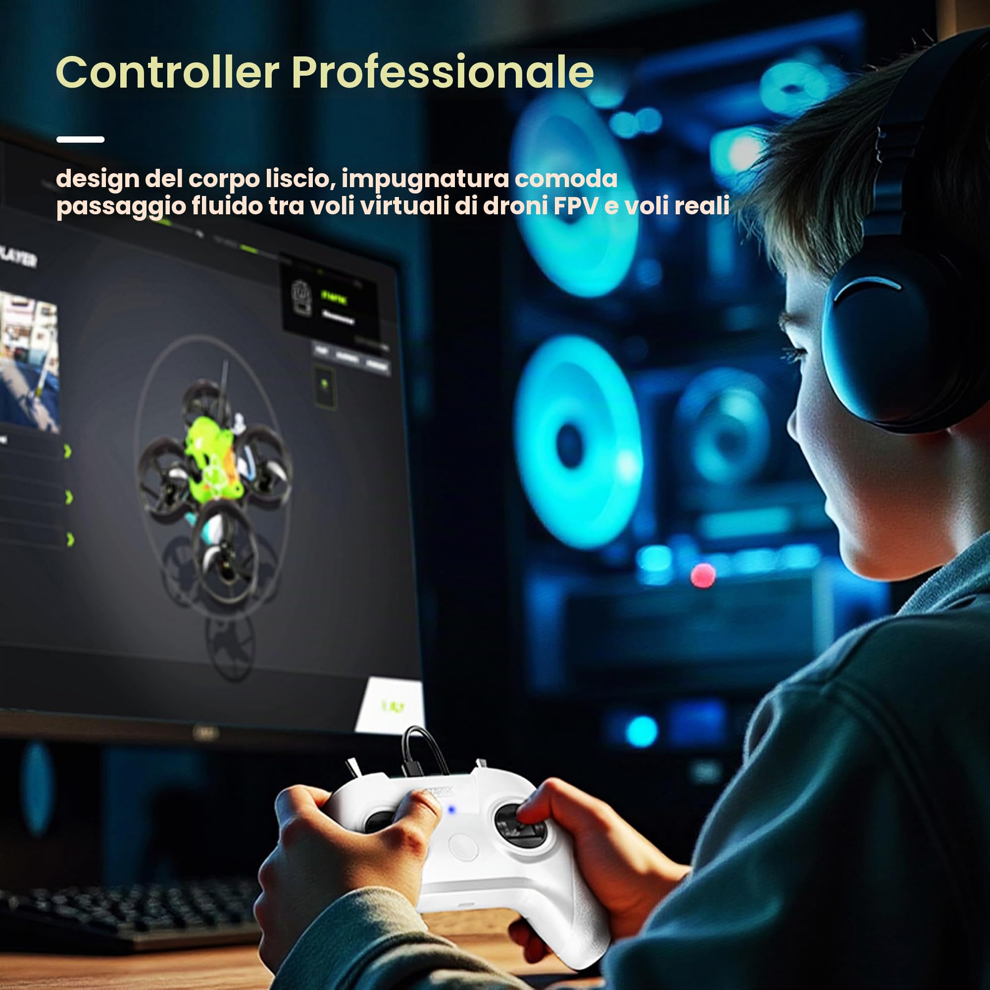 STARTRC S8 RC Flight Simulatore di Volo,8 Canali FPV Drone Radiocomando USB Compatibile con Sistemi/Piattaforme Popolari - Ideale per Principianti e Addestramento Piloti Professionisti (Bianco)
