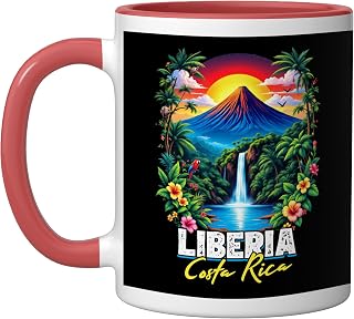 Liberia Costa Rica Travel Arenal Volcano Waterfall Ceramic Mug, Red/White