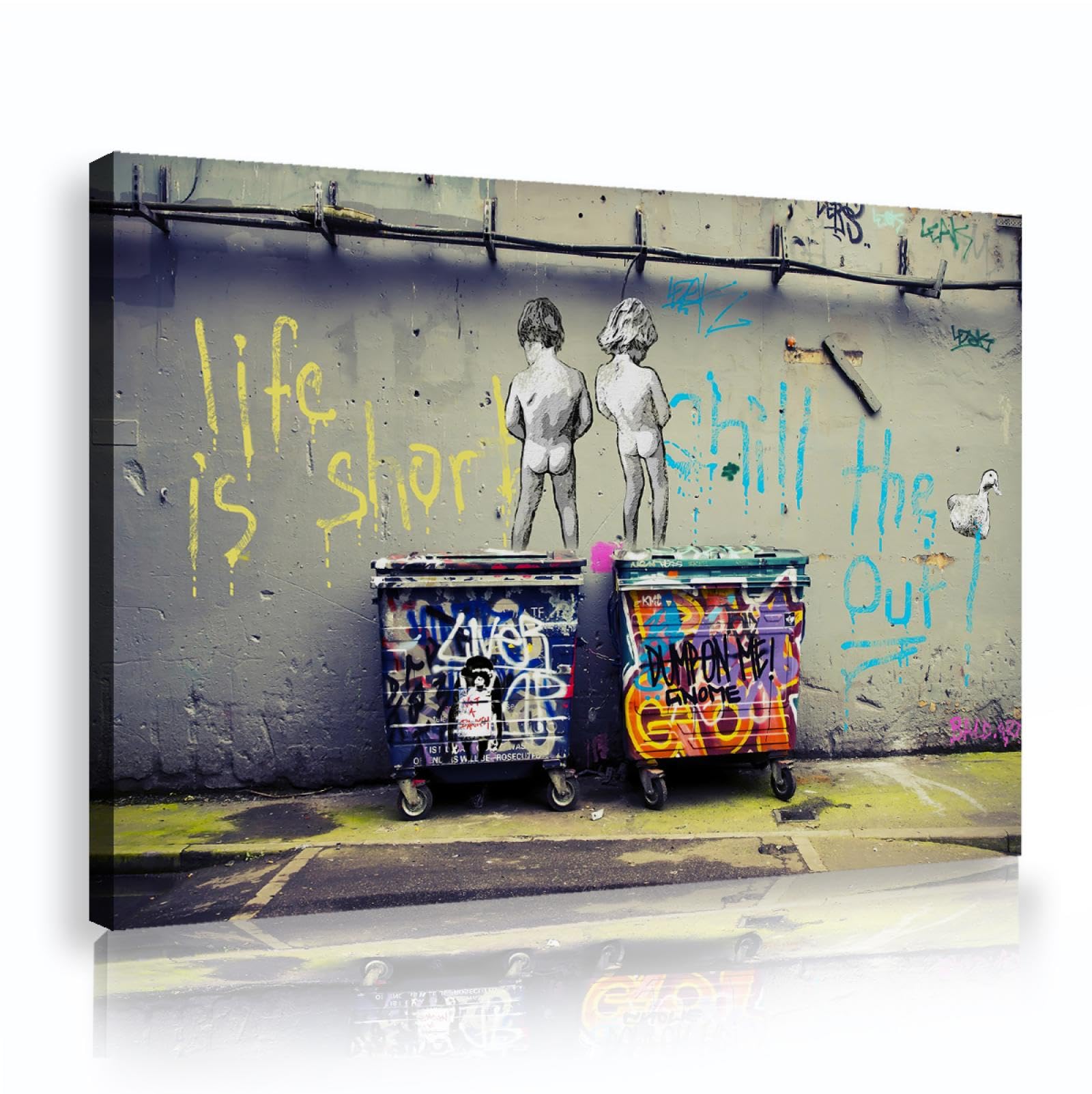 UIRINGART Street Graffiti Wall Art Naughty Boys Impression sur toile Affiches pour salon Café Bar Appartement Espaces modernes et urbains Décoration murale 35x55cm Cadre intérieur
