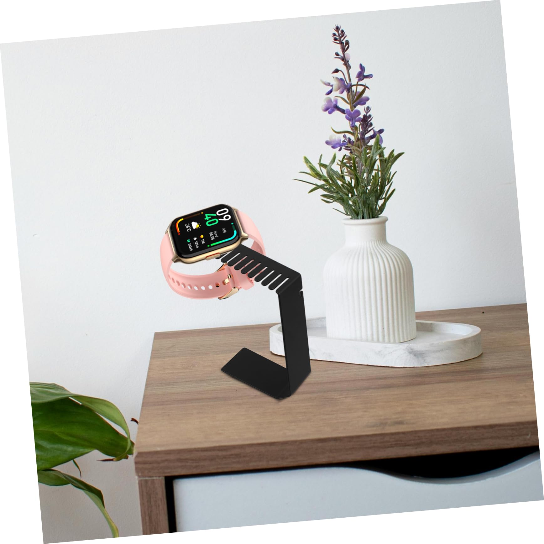 NUOBESTY Caricabatteria Per Smartwatch Con Supporto Per Cinturini Orologio Base Ricarica Per Scrivania Espositore Per Accessori Nero