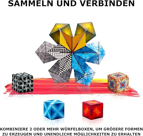 Miniatura 6 de Shashibo - Cubo que cambia de forma, juego para aliviar la ansiedad, con 36 imanes de tierras raras, premiado y patentado, extraordinario cubo