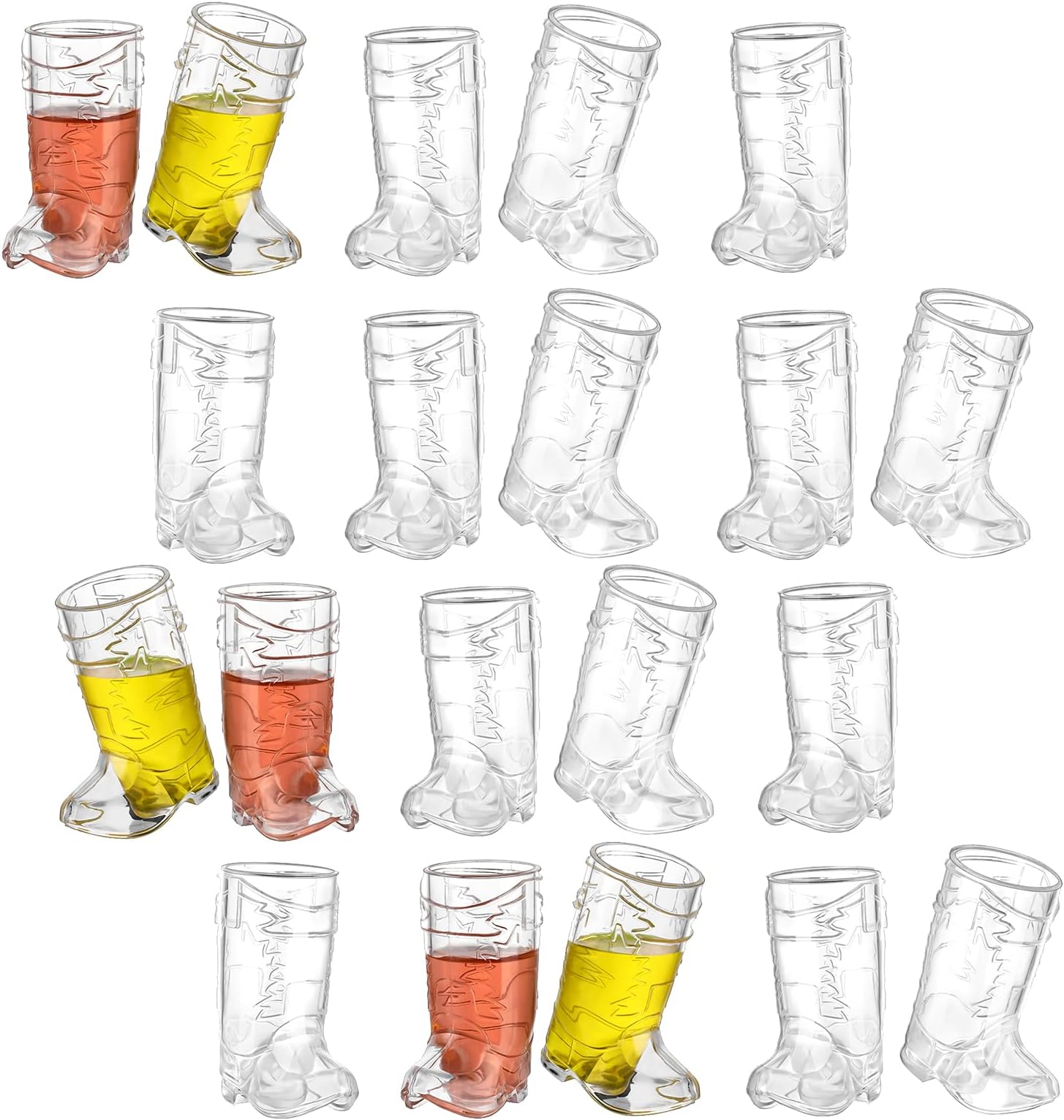 Plastic Mini Cowboy Boot Shot Glasses 1 oz Reusable Cowboy