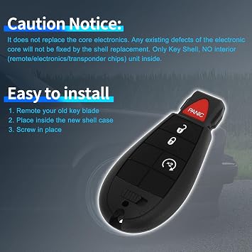 4-Button Key Fob Shell Case for Ram 1500 2013-2021,for Ram 2500/3500/4500/5500 2013-2018 - Keyless Entry Remote Replacement Case