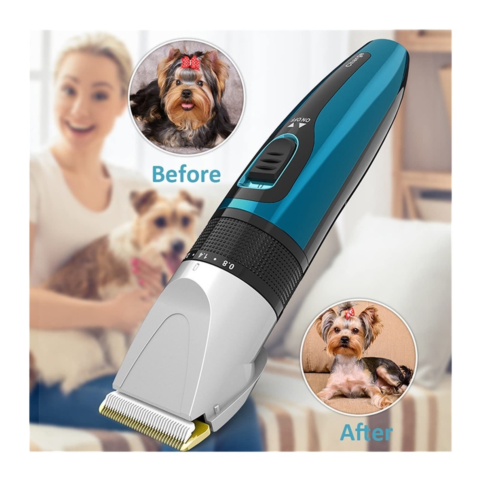 Cortadora de Pelo para Perros, Profesional, de bajo Ruido, Recargable, Kit de Aseo para Animales, Juego de afeitadora de Corte a máquina(3-Pack)