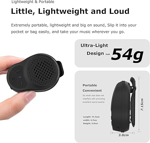 Miniatura 3 de Altavoz Bluetooth portátil con clip, pequeño altavoz portátil, mini altavoz Bluetooth impermeable con micrófono para entrenamiento, correr hasta 24