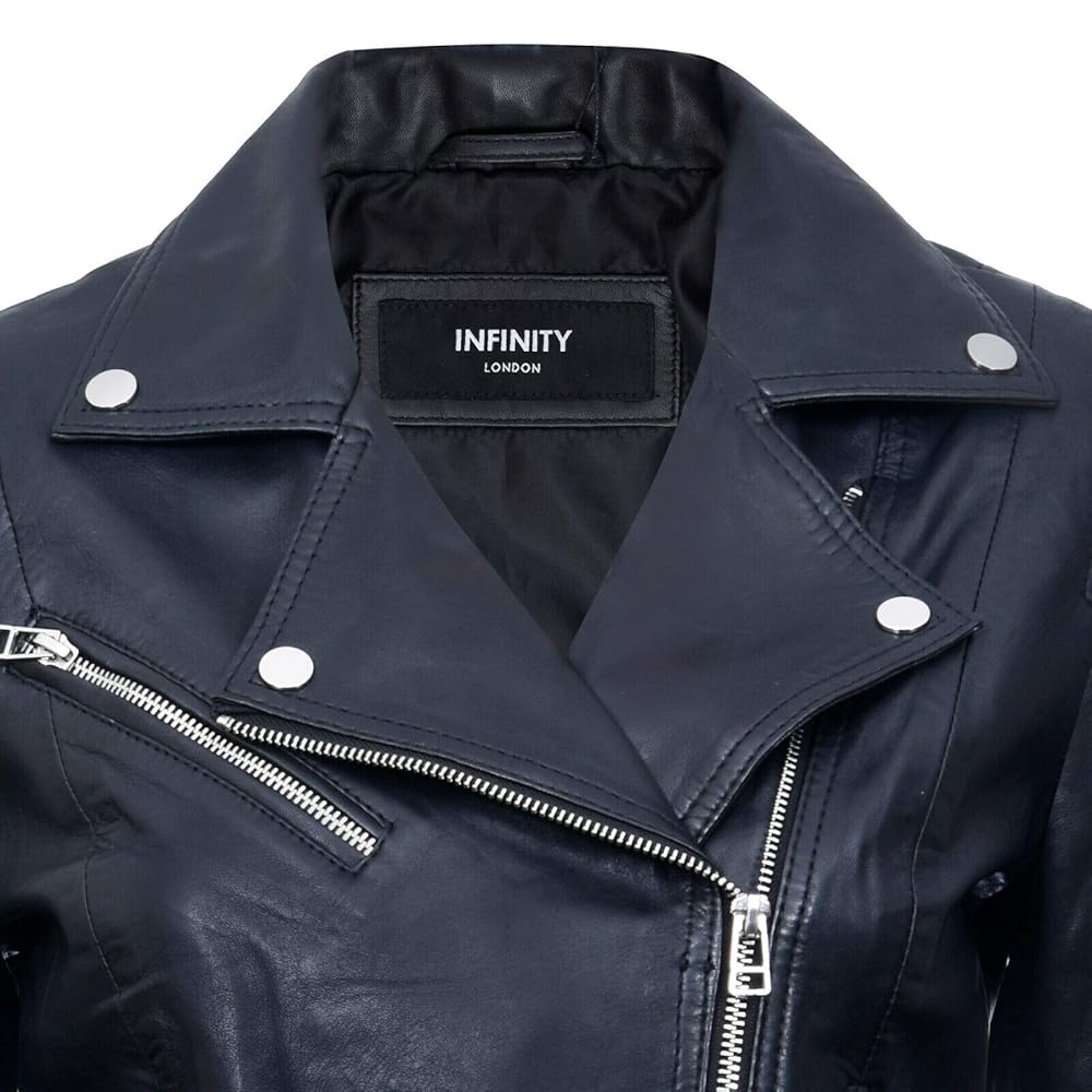 ジャケット BARBA Women Leather Jackets GP2LT400001 Black Ladies Womens Black Real Leather Fitted Vintage Biker Style