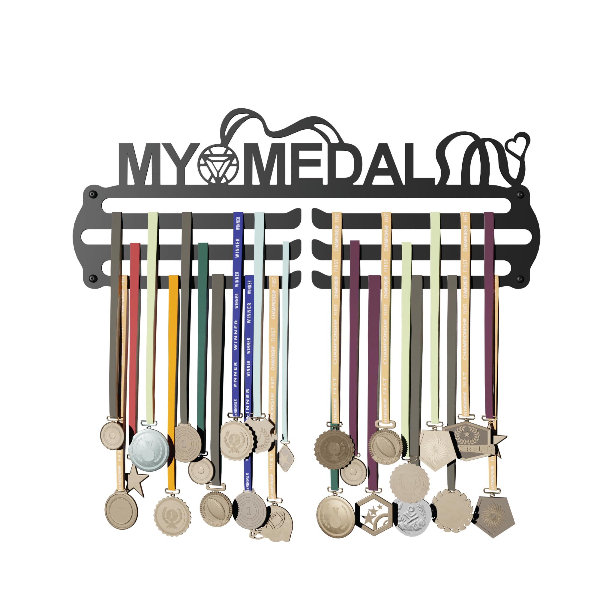 Glory Medal Hangers - My Medal Holder - Large Metal Wall Display - Holds Up to 90 Medals - Black, Glossy Finish - Perfect for Kids and Athletes (B0D9M9SK5V) Amazon Price History, Amazon Price Tracker