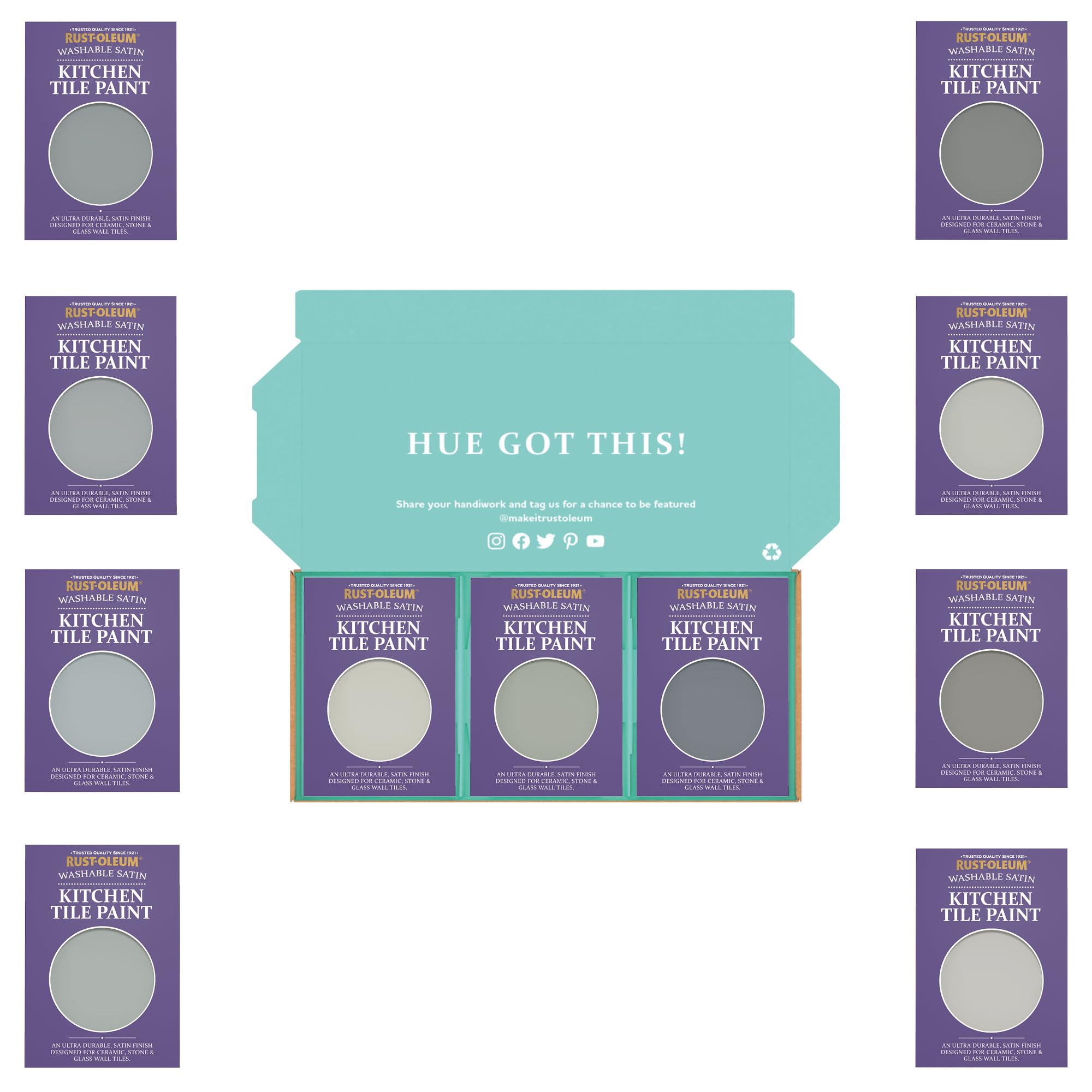 Rust-Oleum Kitchen Wall Tile Paint in Satin Finish – Dusky Greys Tester Box