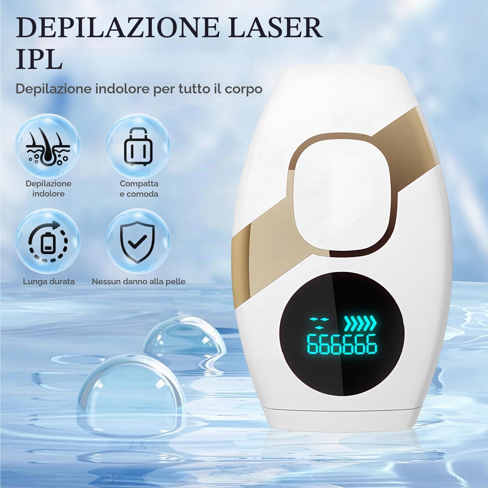 Epilatore Laser a Luce Pulsata,Peli Donne IPL Laser Hair Removal per Depilazione Donna, IPL Laser Epilazione 5 Livelli di Energia, 999,900 Lampi per Braccio, Gamba, Corpo, Bikini