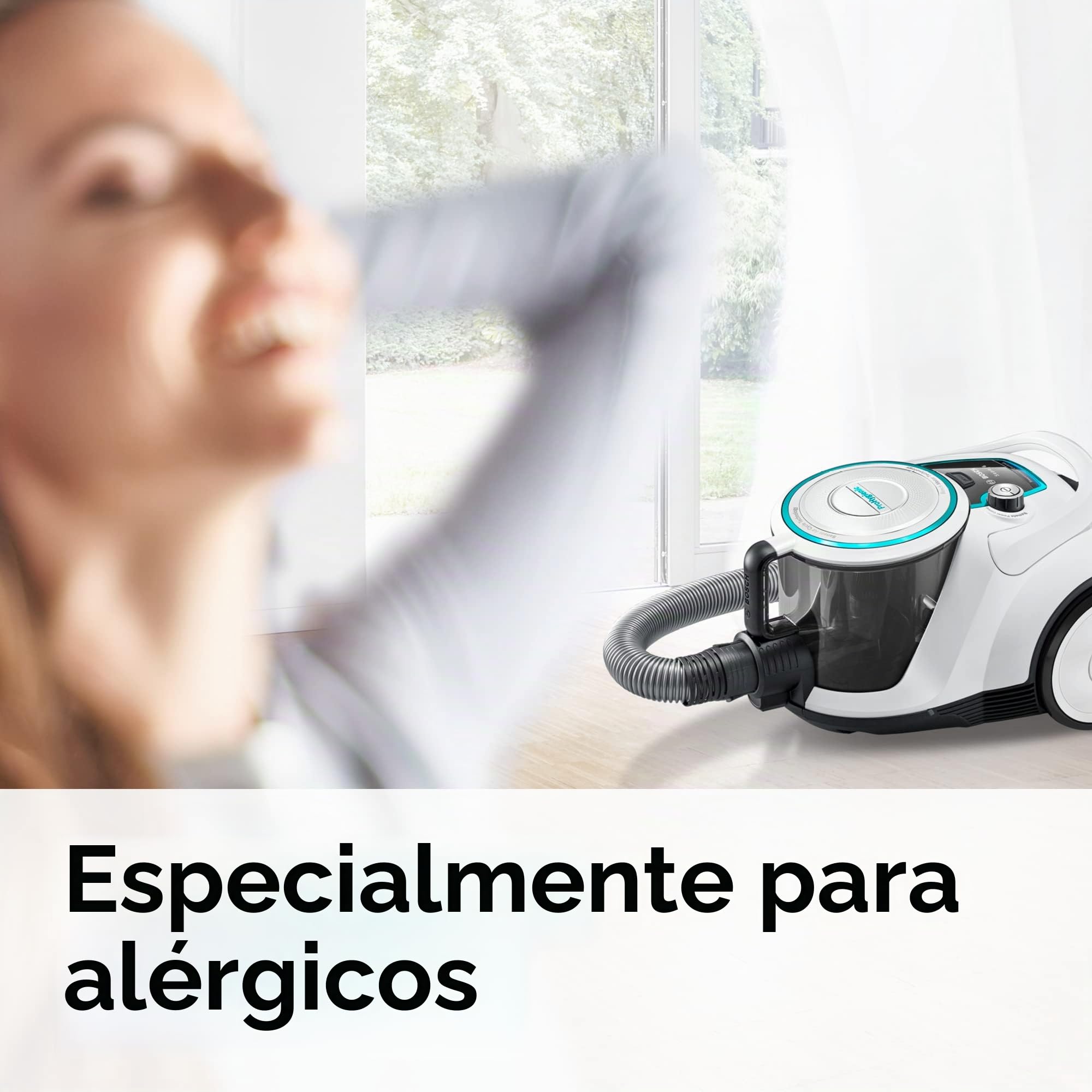 Bosch Aspiradora sin Bolsa Serie 6 BGC41XHYG - Aspiradora de Suelo Ideal para alérgicos - Filtro higiénico, 10 años de garantía del Motor, Boquilla de Suelo para parqué, Alfombra, Fuerte Potencia de