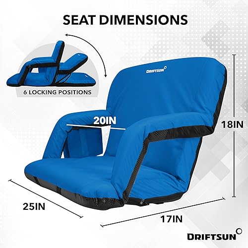 Miniatura 2 de Driftsun - Asiento Stadium reclinable de lujo, más ancho. Plegable con respaldar. Silla para deportes reclinable perfecta para patio y jardín
