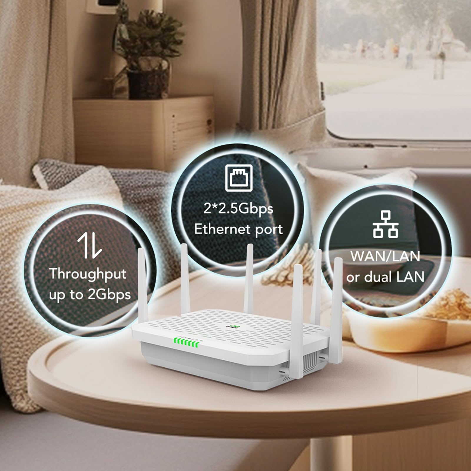 InHand Networks FWA02 Routeur 5G WiFi 6 AX3600,5G Max.DL 4.76Gbps, 2 Ports 2.5G, Dual SIM Failover. Modem 5G Débloqué pour Entreprise, Camping-Car & Zone Rurale, Compatible Tous Opérateurs