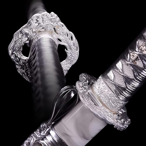 Miniatura 8 de Espada Katana hecha a mano, espada samurái japonesa de acero al carbono 1060acero doblado de Damascoacero T10 acero al carbono arcilla templada,